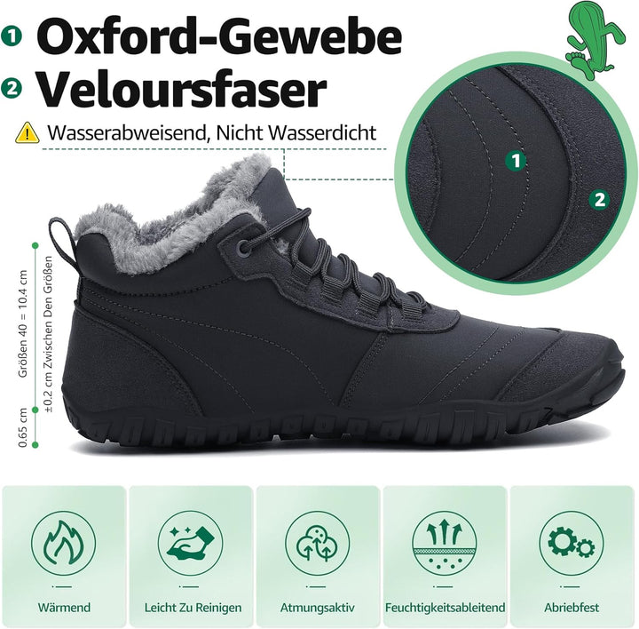 SAGUARO Barfussschuhe Winter Warm Wasserabweisend Gefüttert Winterschuhe für Damen Herren Gr.36-46 4