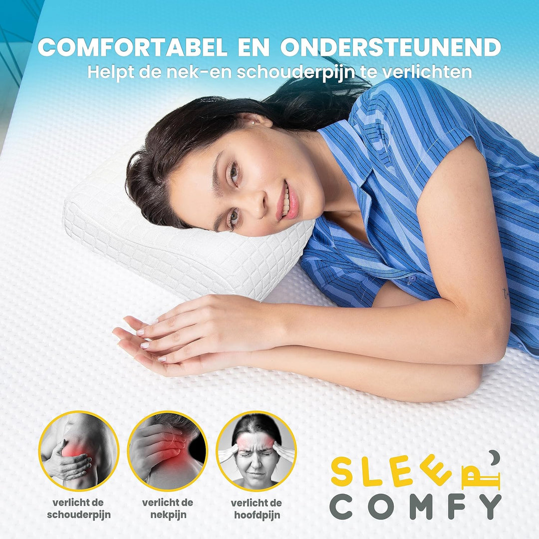 SLEEP COMFY Premium Mini Visco HWS Nackenkissen, Kopfkissen, Nackenstützkissen Memory Foam Ergonomis