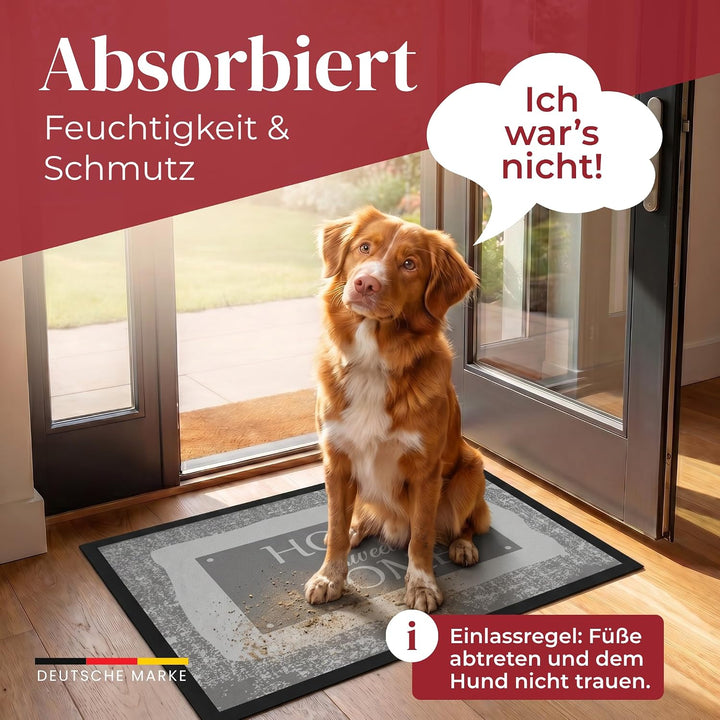 Valia Home Hochwertige Fussmatte 60x80 cm (Large) – Schmutzfangmatte für Innen &amp; Aussen, rutschfest