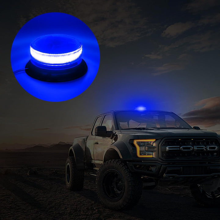 Dinfu Blaulicht akku LED Rundumleuchte blau batterie Blitzleuchten Magnetfuss 9 Blinkend Leuchtmodi