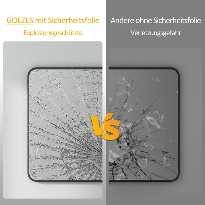 Spiegel Schwarz gross Wandspiegel 50x70cm Rechteckiger Metallrahmen Badspiegel Badezimmer Abgerundet