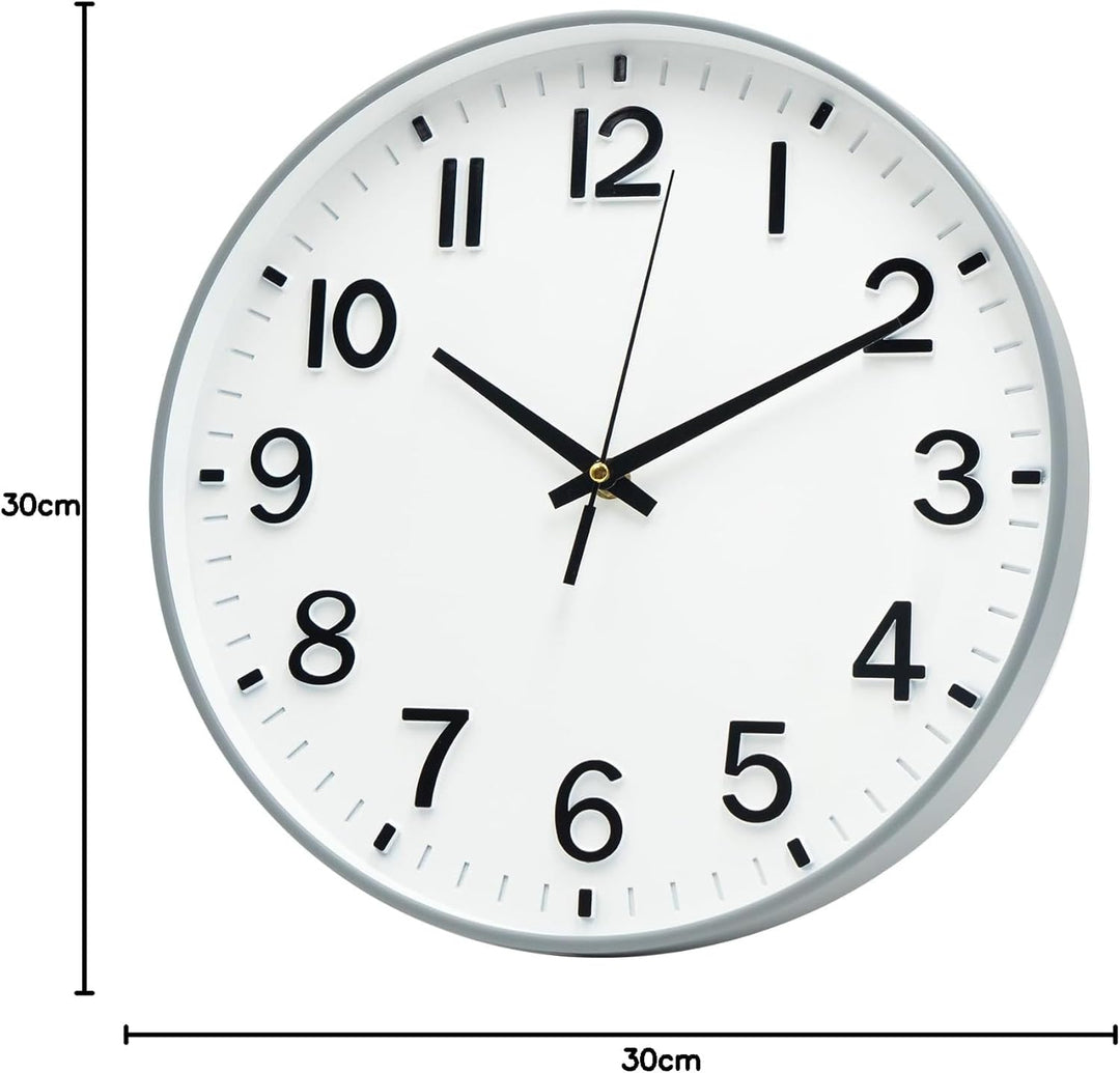HZDHCLH 30cm Lautlos Wanduhr Schleichende Sekunde mit Arabisch Ziffer ohne Ticken für Dekoration Woh