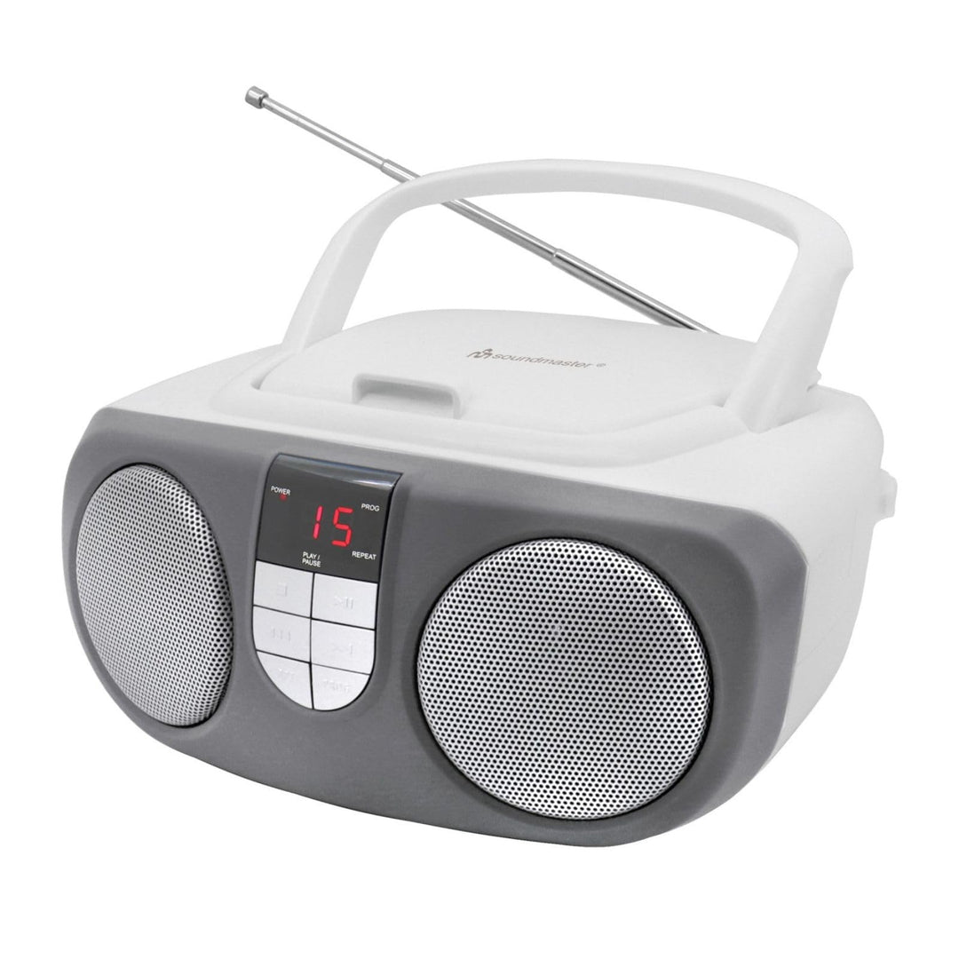 Soundmaster SCD1400 Radio tragbarer CD Player Radio AUX-IN Kinderradio Boombox, Farbe:weiss