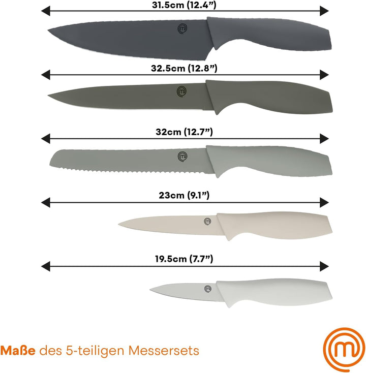 MasterChef Messerset, Küchenmesser Set ink. Kochmesser, Gemüsemesser, Schälmesser, Schneidemesser &amp;