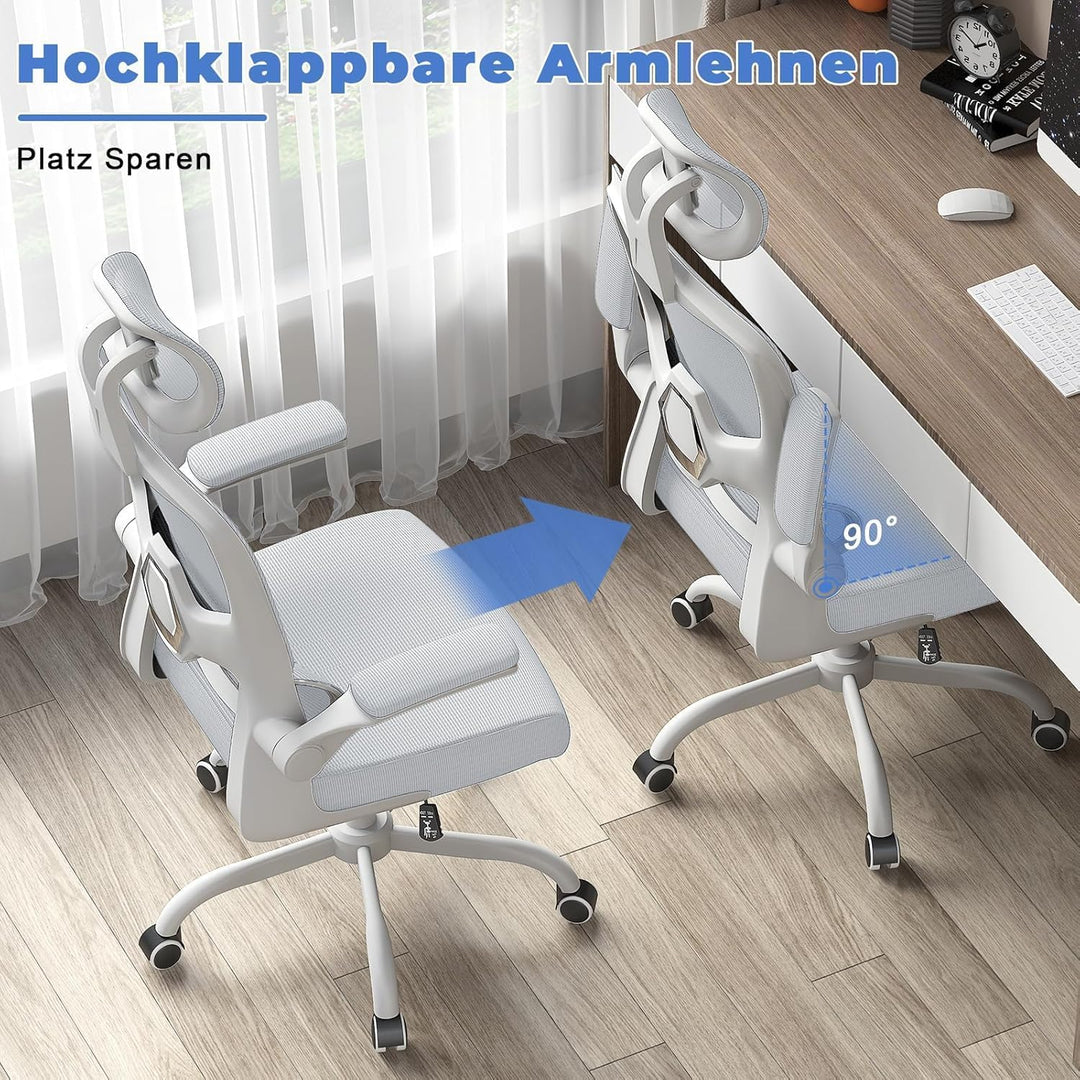 naspaluro Bürostuhl Ergonomischer, Schreibtischstuhl mit Verstellbarer Kopfstütze, Armlehnen, Dynami