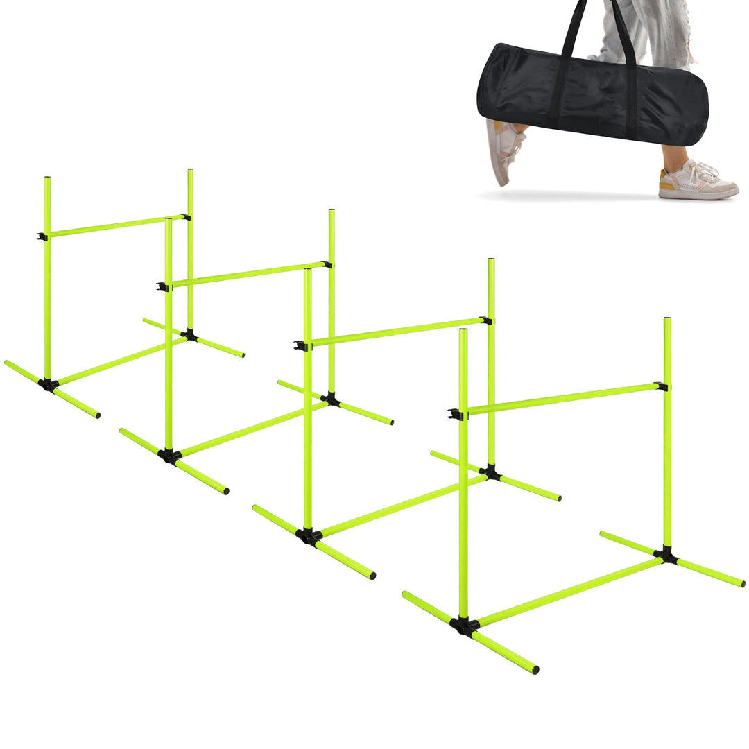 Agility Set Hunde Hürdenset Slalom Stangen Agility Ausrüstung für Hundetraining mit 4 x Hürden Höhen