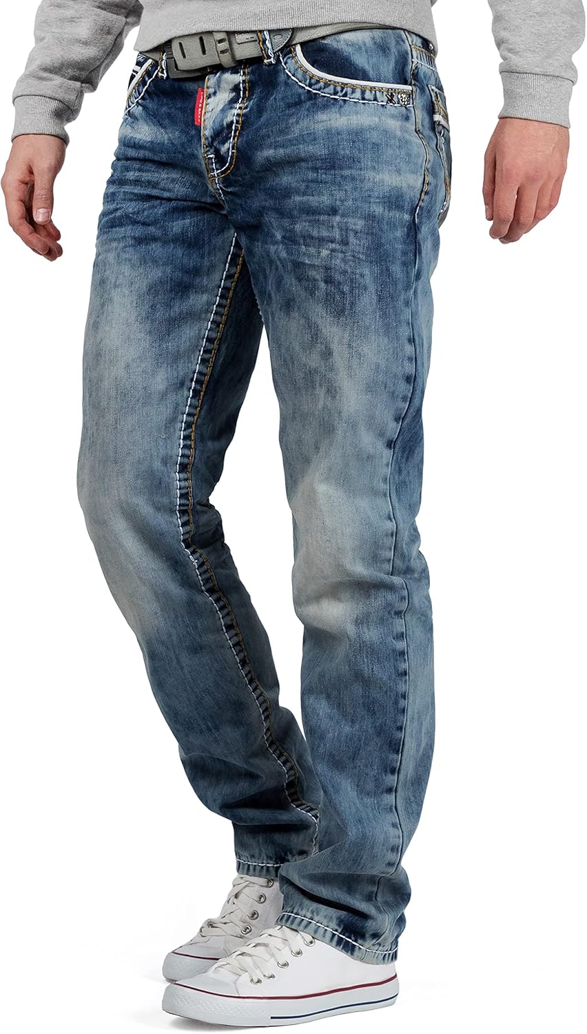 Cipo &amp; Baxx Herren Jeans – Stilvolle Regular-Fit Denim mit Kontrastnähten | 5-Pocket-Design &amp; Stone-