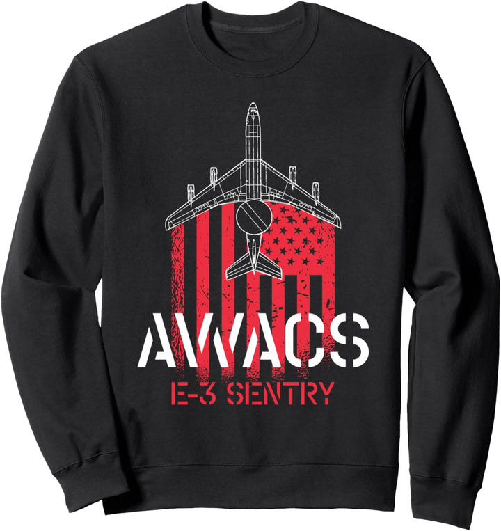 E-3 Sentry AWACS - US Flagge Militärflugzeug Pilot Sweatshirt
