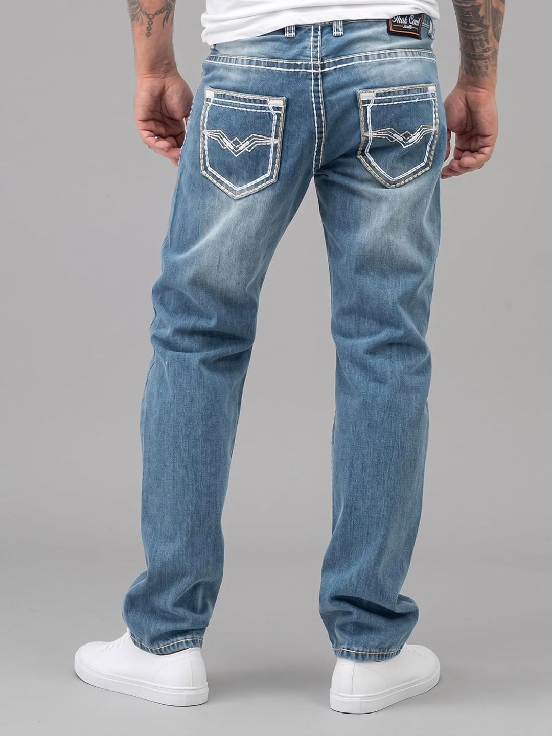 Rock Creek Herren Designer Jeans Hose Dicke Nähte Vintage Blau RC-2056 29W / 32L Blau - Rc-2268, 29W