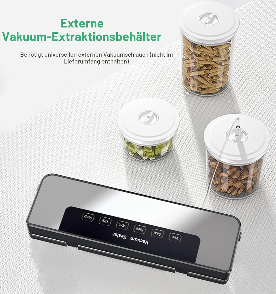 5-in-1 Vakuumiergerät für Lebensmittel mit starker Saugkraft (65 kPa), 30 mm langem Verschluss für d