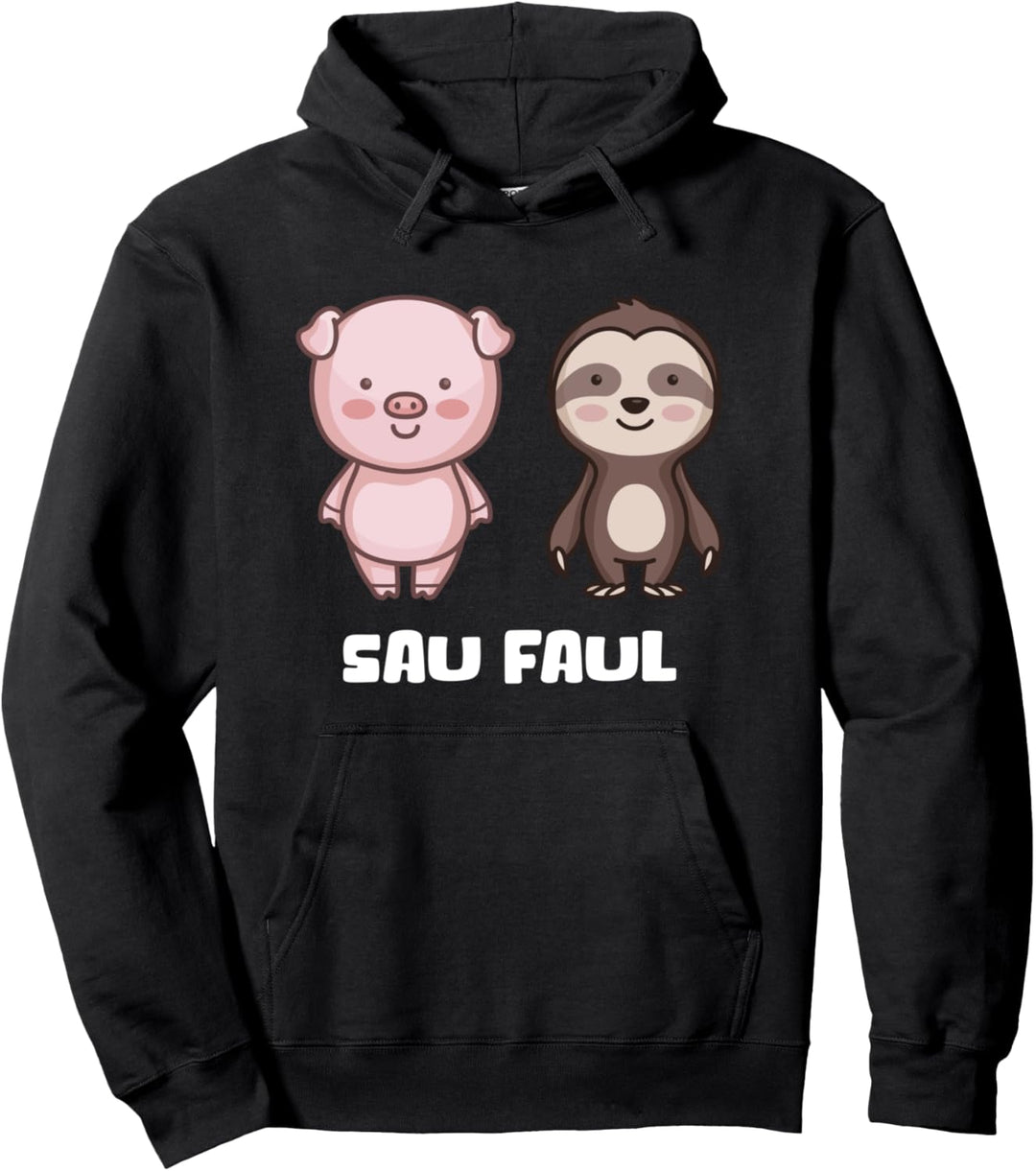 Sau Faul Schwein Faultier Faulheit Wortspiel Tiere Lustiges Pullover Hoodie