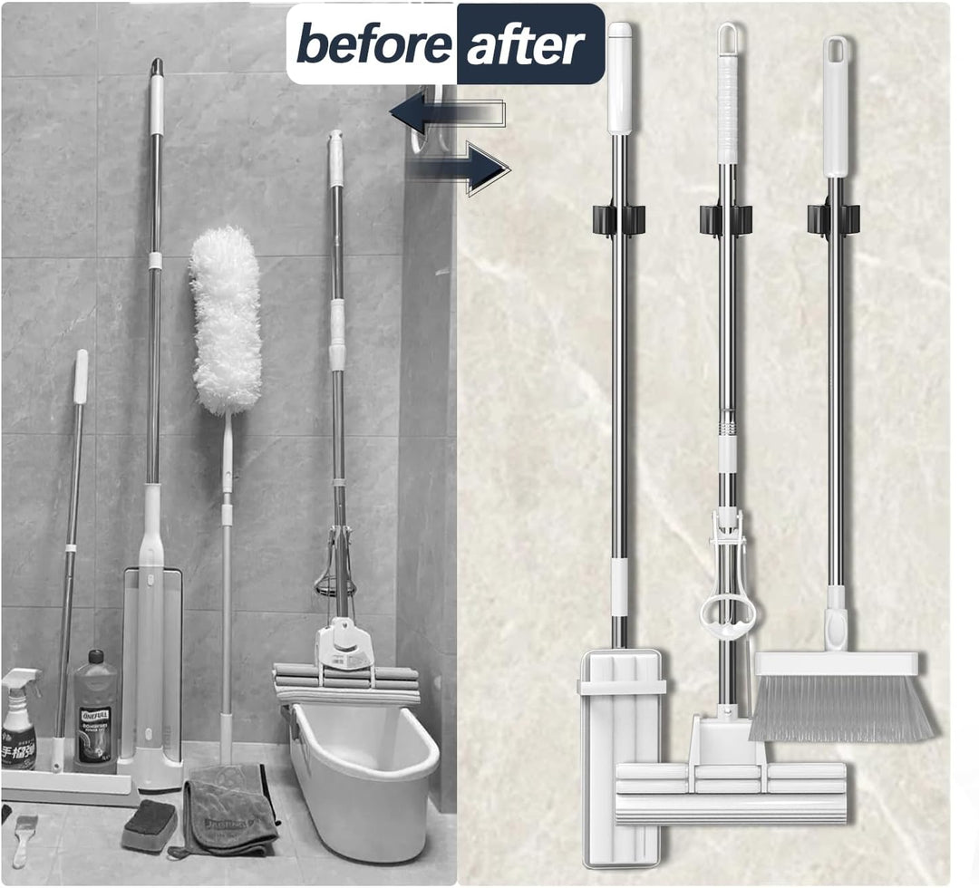 3-H 15 Stück Besenhalterung Wand Stahl Gartengerätehalter Gerätehalter Set Wandhalter für Haus Garte