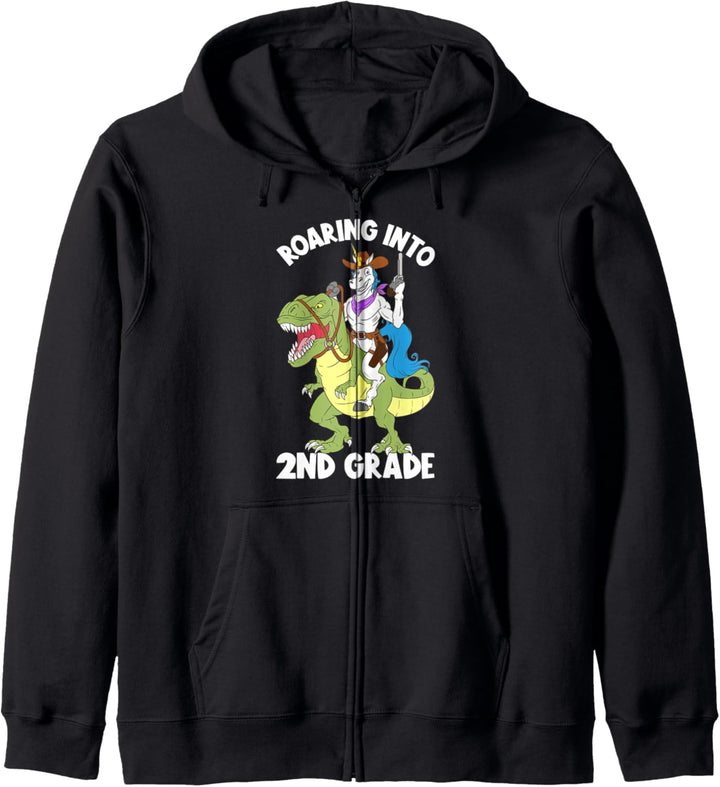 Roaring Into 2nd Grade Einhorn T-Rex Dinosaurier Back To School Kapuzenjacke