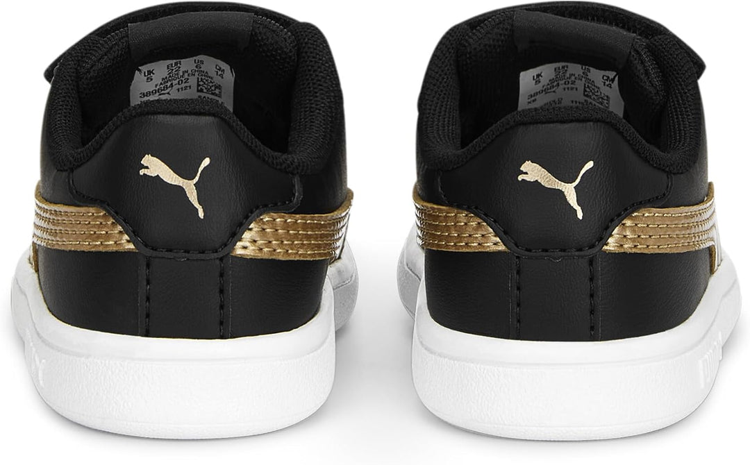 PUMA Unisex Baby Smash V2 Metallics V Inf Sneaker 20 EU Puma Black Puma Gold Puma White, 20 EU Puma
