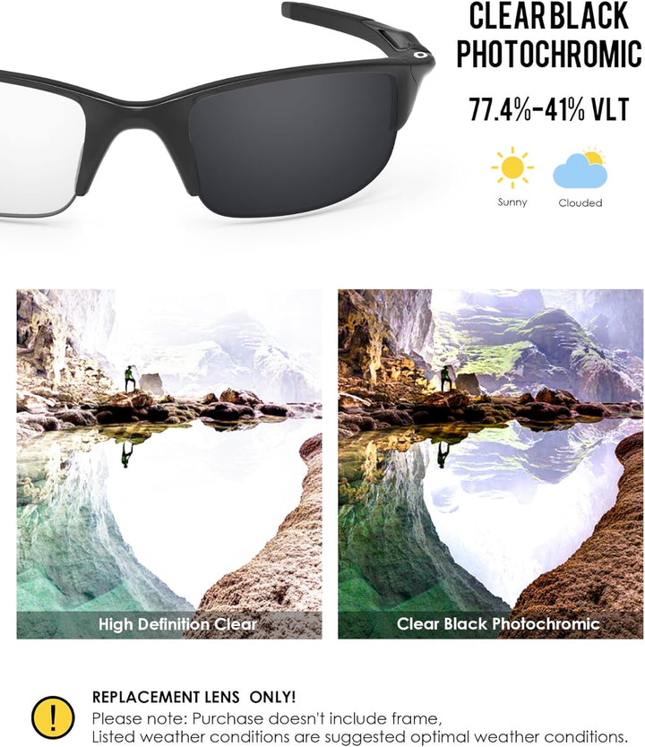 BlazerBuck Anti-salz Polarisierte Ersatzgläser für Oakley Half Jacket 2.0 OO9144 Klares Schwarz Phot