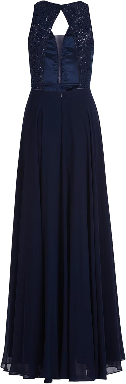 Vera Mont Damen Abendkleid mit Pailletten 36 Blau, 36 Blau