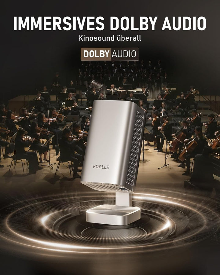Smart Mini Beamer 4k [Kompatibel mit Netflix & Dolby Audio] VOPLLS TOF Autofokus/Trapezkorrektur 280