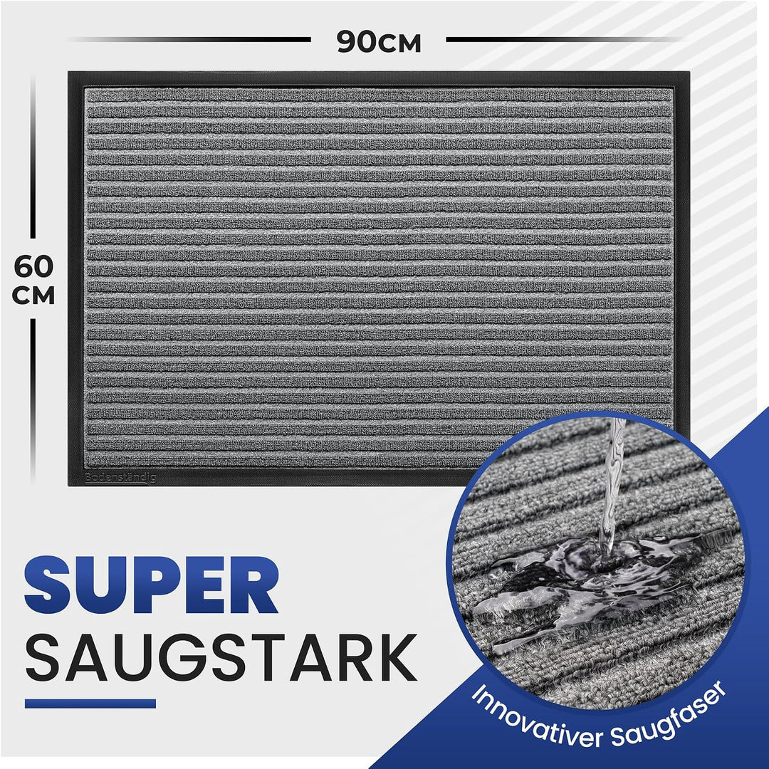 Fussmatte aussen - extrem rutschfest & langlebig - Fussabtreter aussenbereich grau 60x90cm - Türmatt