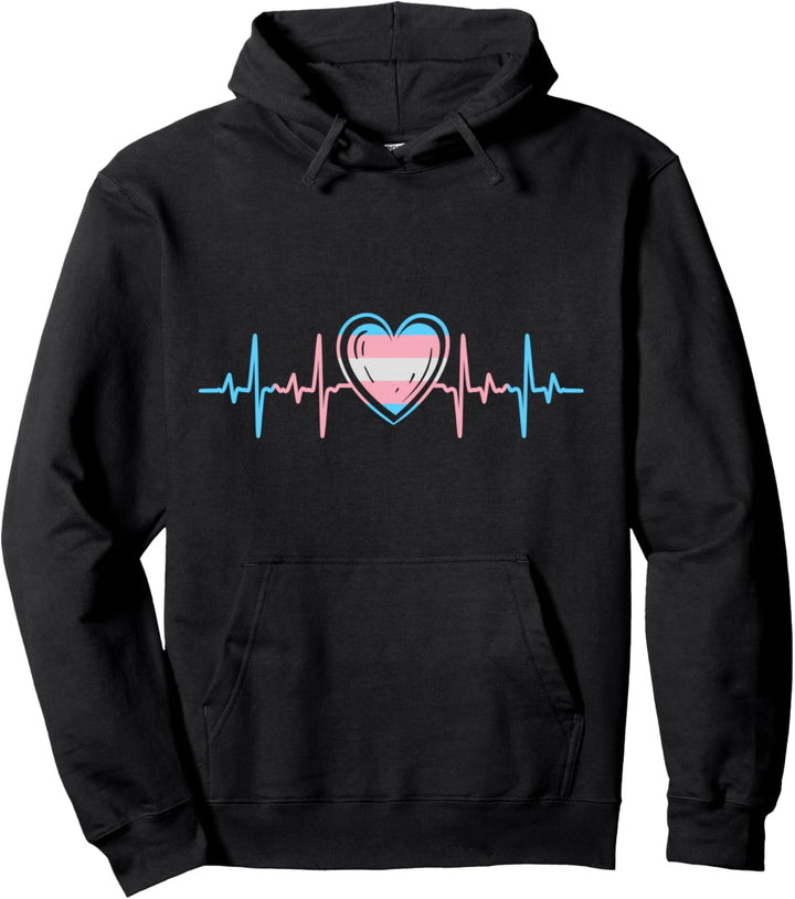 Transgender Pride Heart Flag Pullover Hoodie