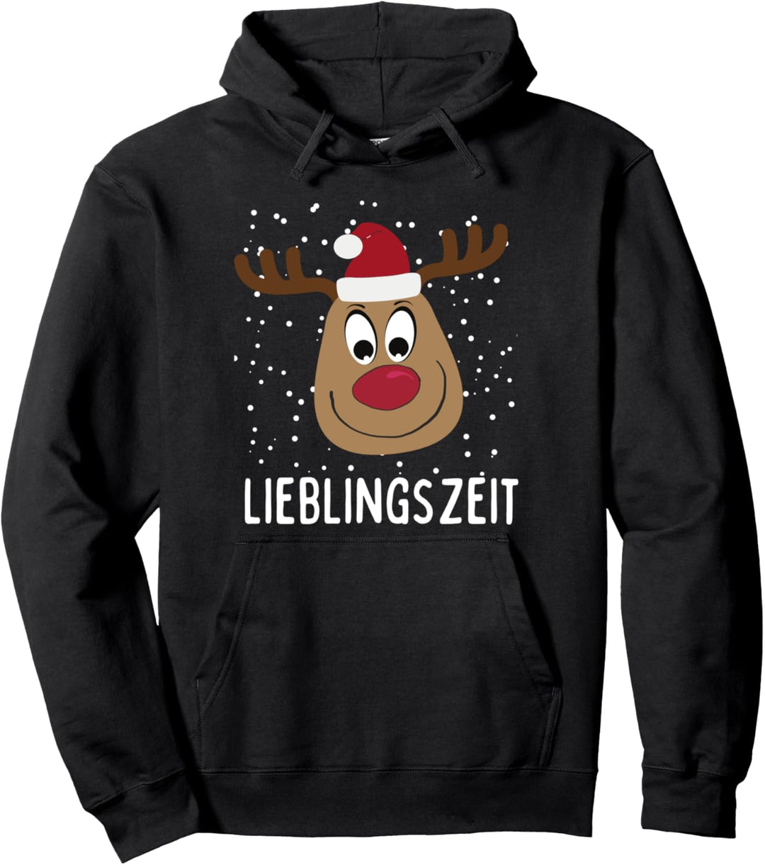Rentier Elch Christmas Weihnachten Lieblingszeit Xmas Outfit Pullover Hoodie