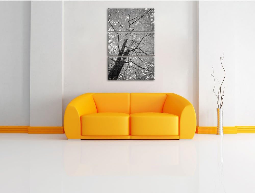 Pixxprint Feurige Hebstblätter Kunst Kohle Effekt 3-Teiler Leinwandbild 120x80 Bild auf Leinwand