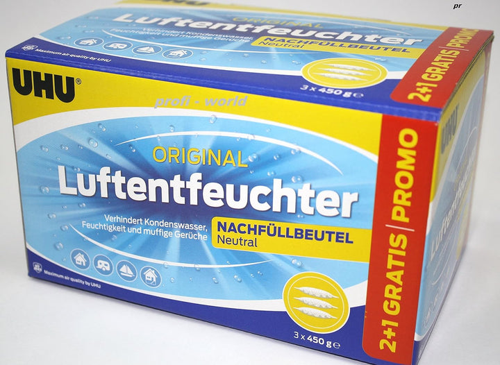 UHU Luftentfeuchter Nachfüllbeutel 15 x 450g ( 5 Pack 2+1 ) AIR-MAX PROMO-Pack - Neue Aufmachung - b