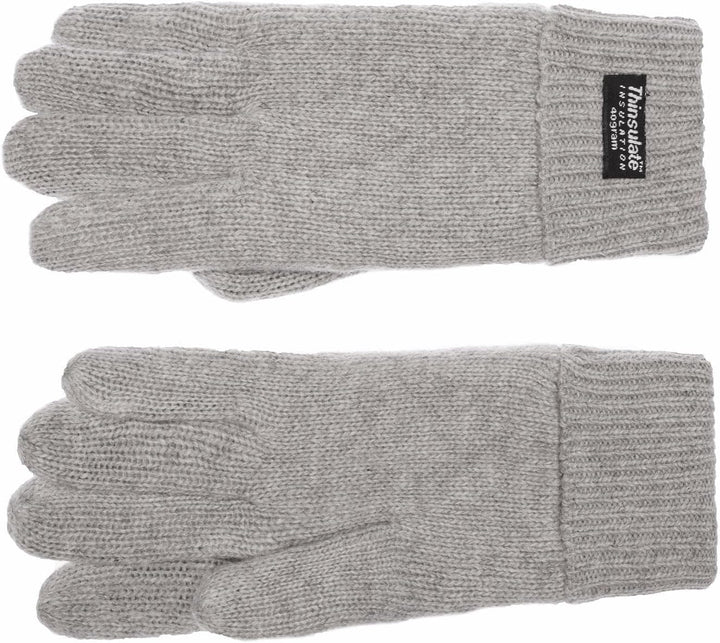 EEM Damen Strickhandschuhe, weiche Wolle, Thinsulate Thermofutter, Grau Melange