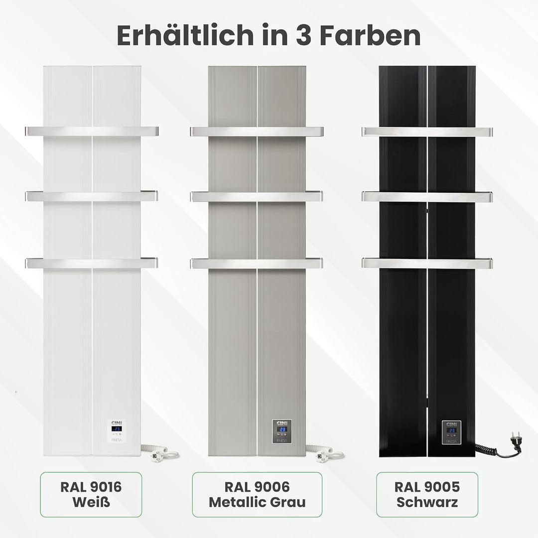 Finesa-D Badheizkörper elektrisch mit Thermostat 600×408 mm | 400 W – Flacher Paneel Design Handtuch