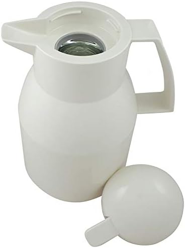 Helios Top Push Thermoskanne Weiss 1L – 6h Heiss - Hält Getränke heiss &amp; kalt – Einhandbedienung – E