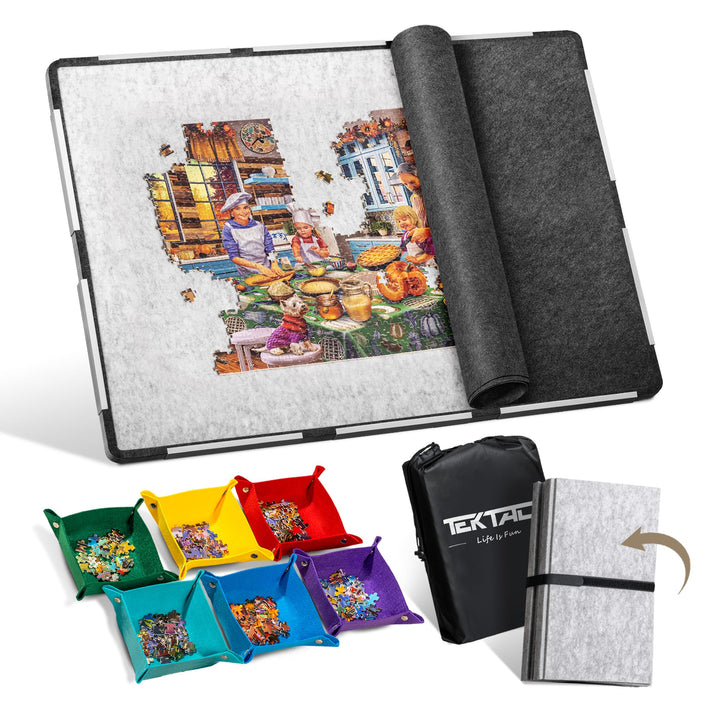 Tektalk 2000 Pieces Foldable Jigsaw Puzzle Board, Felt Puzzle Mat with Non-Slip Surface &amp; 6 Colored