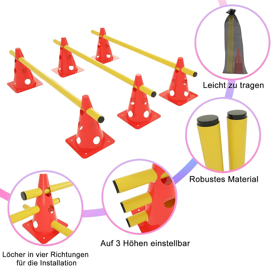 6er Steckhürdenset Agility Ausrüstungs Set für Koordinationstraining, Hunde Set Agility Training Zub