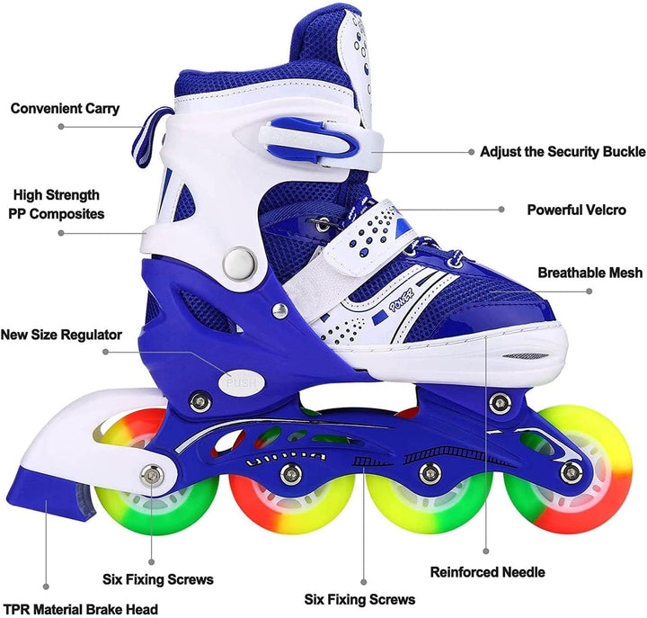 JIFAR Inliner Für Kinder Verstellbare Inline Skates mit Beleuchteten Rädern Rollschuhe Outdoor Schuh