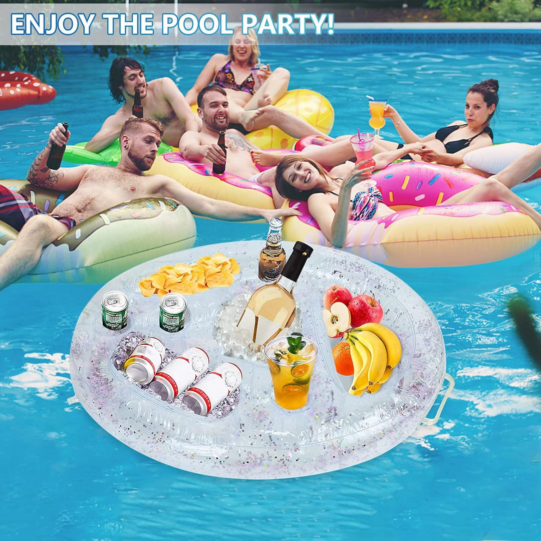 Aufblasbarer Getränkehalter 2 in1 Getränke und Snackhalter 8 Löcher Pool Getränkehalter Floating Auf