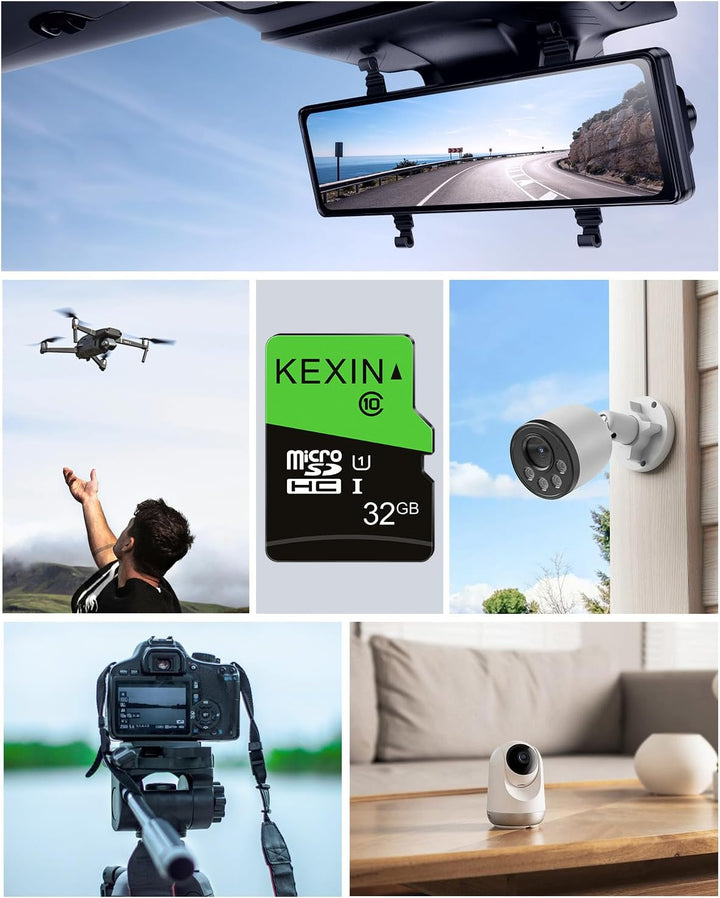 KEXIN Micro SD Karte 32GB 3er Pack, Speicherkarte MicroSD mit Adapter, SD Karte 32GB, UHS-I, U1, C10