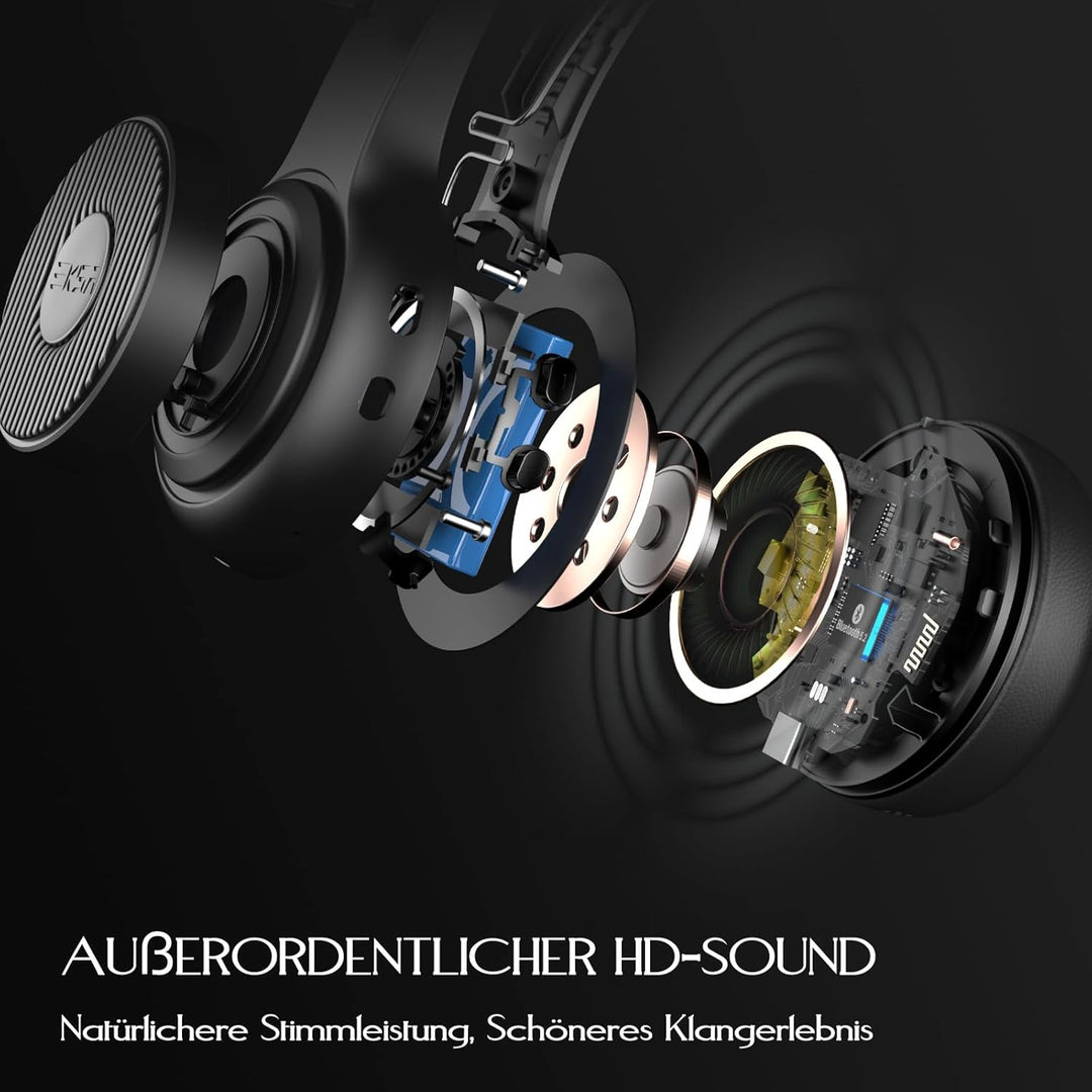 EKSA H16 Wireless Headset, Bluetooth 5.2 Headset mit Mikrofon & USB Dongle [Bis zu 55 Stdn & 15 Mete