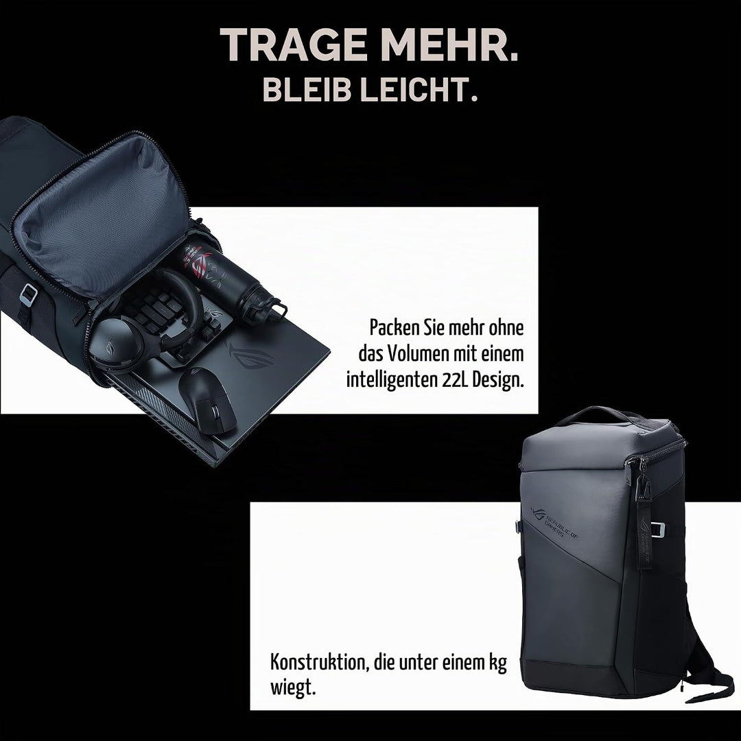 ASUS ROG Ranger BP201 Gaming Notebook Rucksack (leichtgewichtig, wasserabweisend, 22 Liter Stauraum,