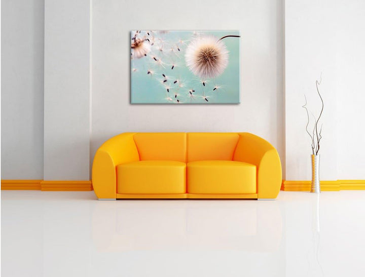Pixxprint Pusteblumen in Bewegung als Leinwandbild/Grösse: 100x70 cm/Wandbild/Kunstdruck/fertig besp