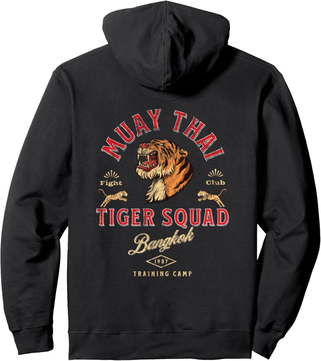 Muay Thai Tiger Squad Bangkok Gym Thaiboxen Retro Vintage Pullover Hoodie