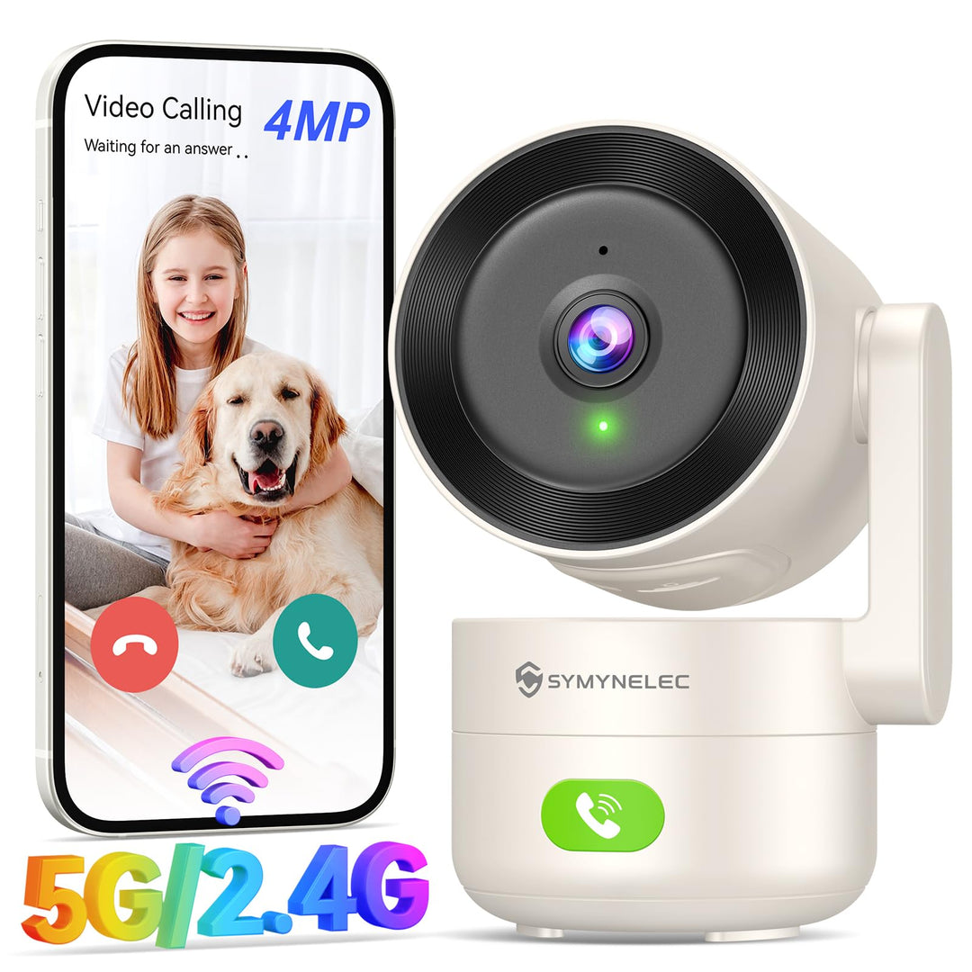 SYMYNELEC 2K Überwachungskamera Innen 360°, 5GHz/2,4GHz WLAN Überwachung mit KI Bewegungserkennung I