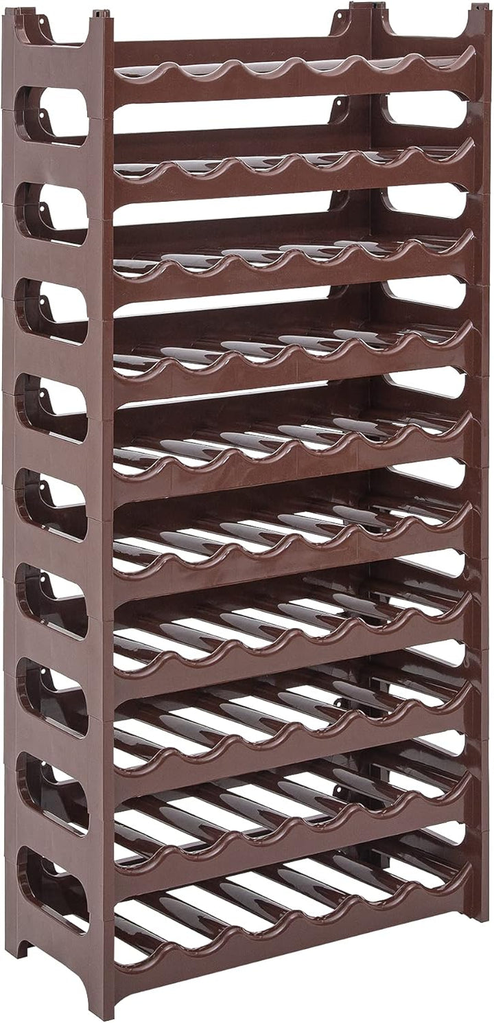 Novaliv Braunes, Modulares Flaschenregal für 60 Weinflaschen - Stapelbar, Erweiterbar, Robust - Idea