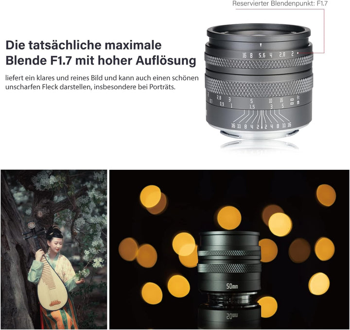 AstrHori 50mm F2.0 Objektiv mit grosser Blende Manuelles Vollformat-Objektiv Kompatibel mit Sony E-M