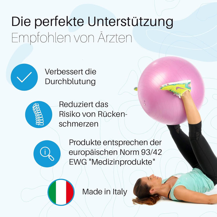 Pezzi - Gymnastikball Original Pezziball MAXAFE 75cm Ø mit Oliver Rapid Pumpe – Sitzball für Therapi