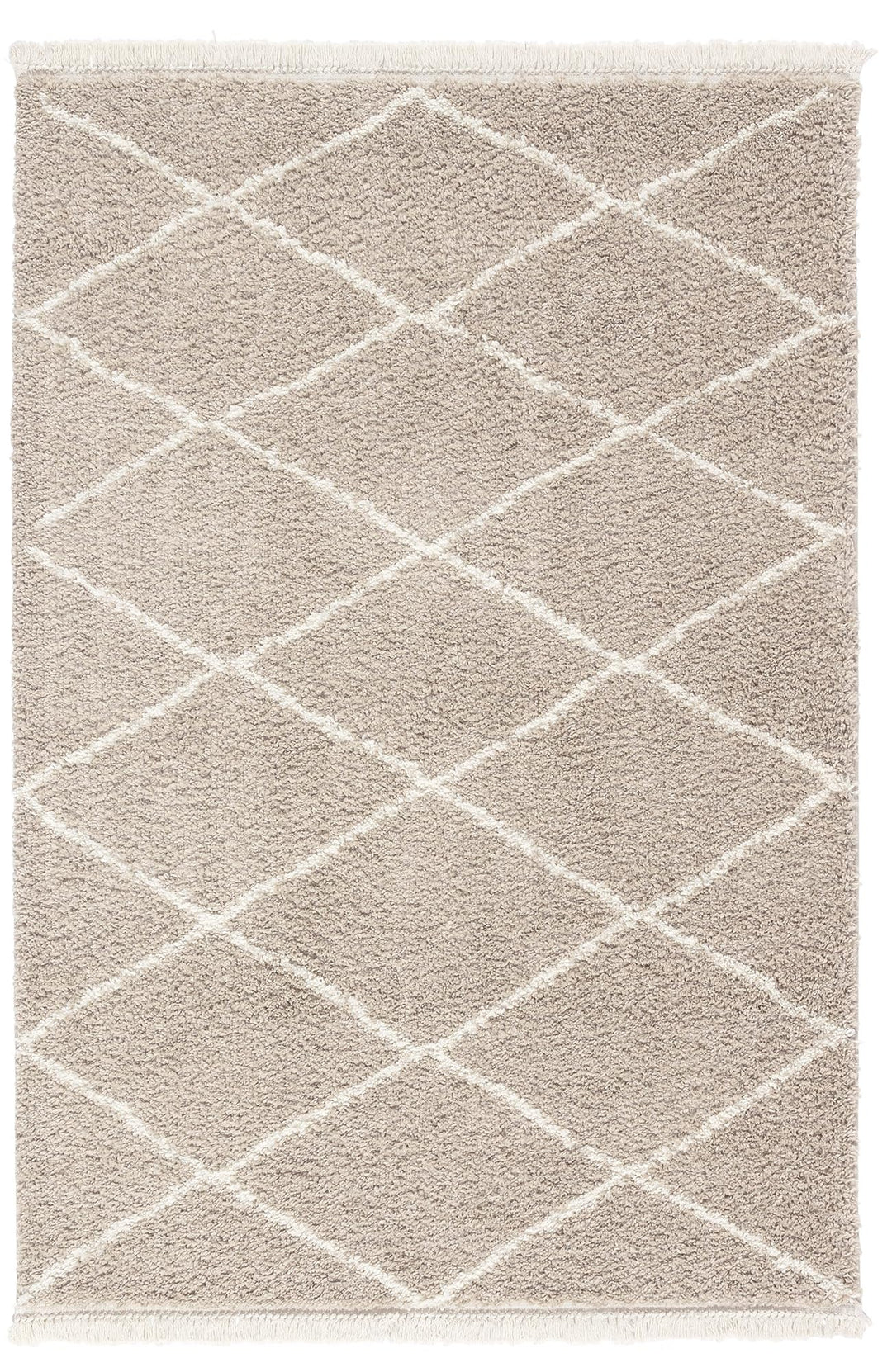 Hochflor Teppich Laufer 80 x 150 Grau Diamantmuster, Super Soft Moderner Shaggy Teppich 80 x 150 cm