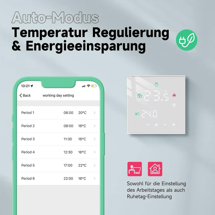 Beok Thermostat Heizung Smart, WiFi Fussbodenheizung Thermostate für Warmwasserbereitung Programmier