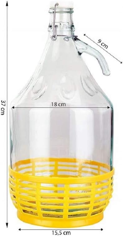 lilawelt24 4 STÜCK 5L GLASBALLON mit BÜGELVERSCHLUSS + Schwefelpulver Weinballon GÄRBALLON GLASFLASC