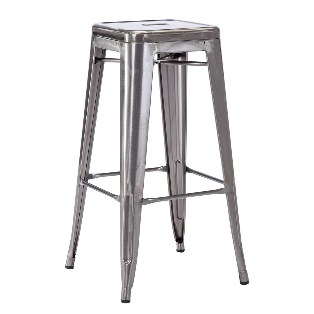 Duhome Barhocker Eisen Barstuhl, Sitzhöhe 76cm Tresenhocker, Stapelbar Metall Bistrohocker mit Fusss