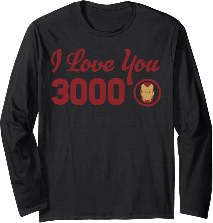 Marvel Avengers Endgame Iron Man I Love You 3000 Red Logo Langarmshirt
