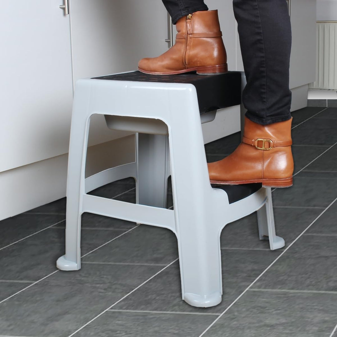 Tritthocker 2 Stufen Tritt bis 150 kg mit Staufach Trittstufe Haushalt