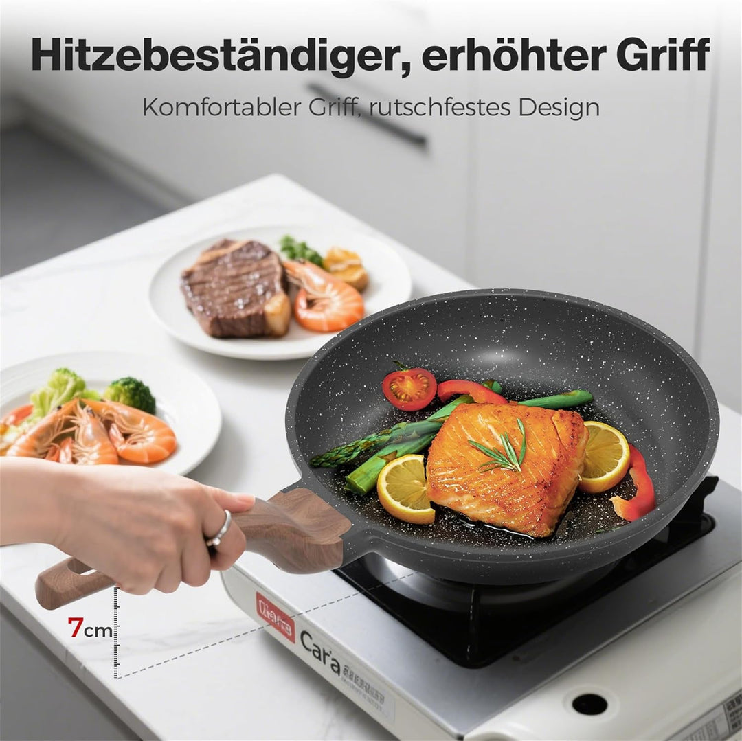 YASHE Bratpfanne mit Antihaftbeschichtung, 28 cm, Pfanne mit Granitbeschichtung für Eier, Pfannkuche