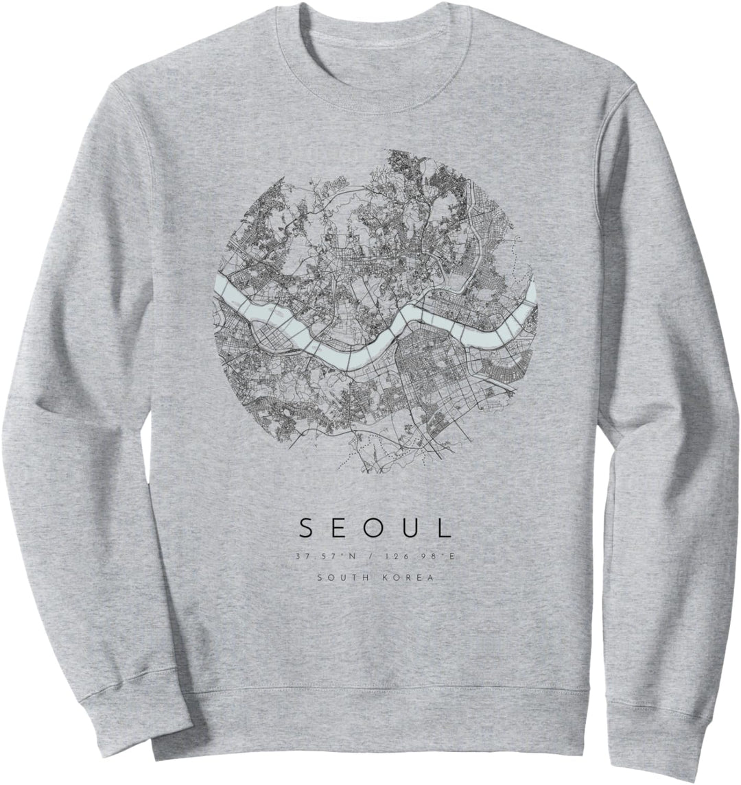 Seoul Südkorea Koordinaten Karte Heimatstadt Sweatshirt